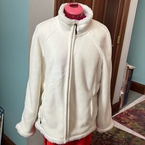 Green Tea  Jacket  coat  full zip front Cozy Sherpa lined  off-white  ivory